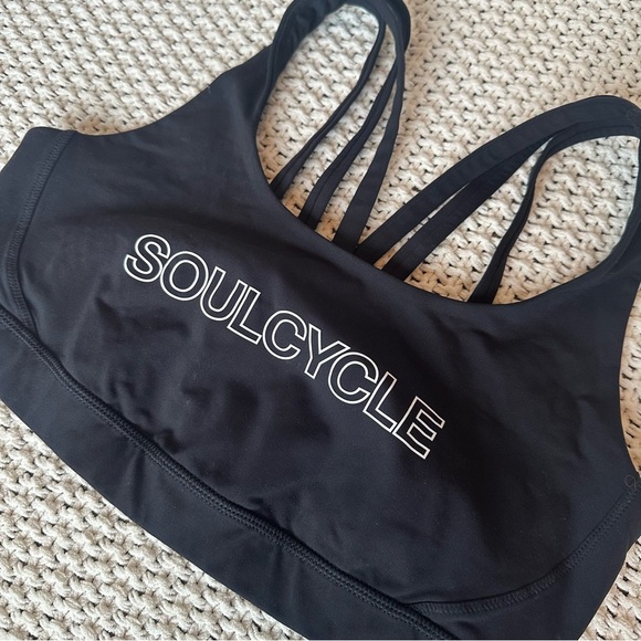 Lululemon SOULCYCLE Free To Be Wild Strappy Bra Size 10 Black EUC Spin Gym Ride - Picture 1 of 6